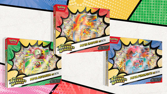 1 of each (3 boxes, 1 set) Pokemon Mega Evolution: Ascended Heroes Mega Meganium/Emboar/Feraligatr ex Box presale- release April 24